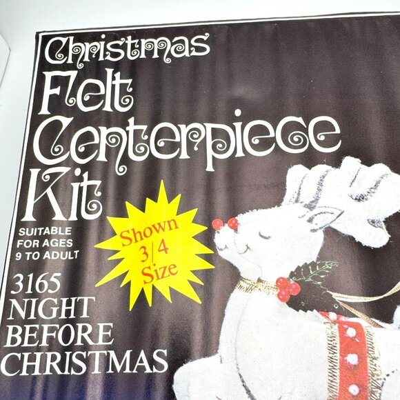 Christmas Felt Centerpiece Kit 3165 Night Before Christmas DIY Holiday NOS Vtg - Picture 3 of 7